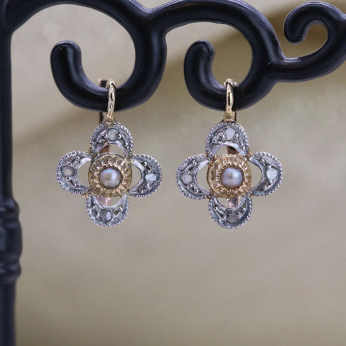 Sleepers earrings-anciennes-trefle-diamants-et-perle-fine-p-image-176728-grande.jpg