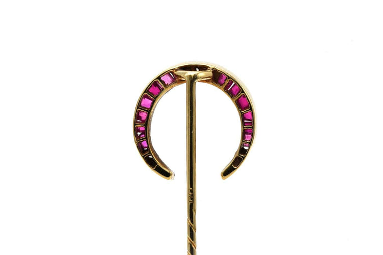 Broche Art nouveau - Broche en or jaune 18 carats, rubis et diamants taille rose 58 Facettes B813