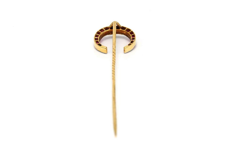 Broche Art nouveau - Broche en or jaune 18 carats, rubis et diamants taille rose 58 Facettes B813