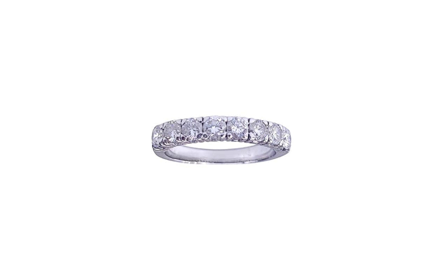 Bague 54 Demi-alliance - Bague en or blanc 18K et diamants 58 Facettes DV-2602.12