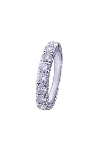 Bague 54 Demi-alliance - Bague en or blanc 18K et diamants 58 Facettes DV-2602.12