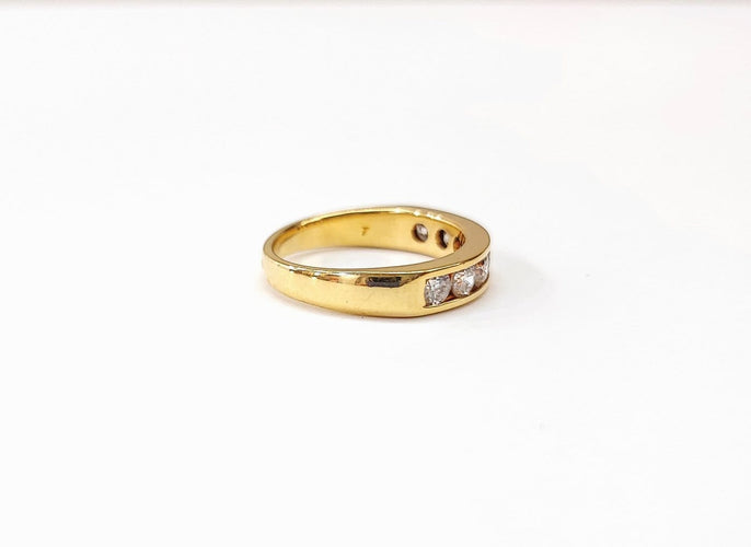 Bague 51 Demi-alliance en or jaune 18K et diamants 58 Facettes DV.53.demi rail-0.70.