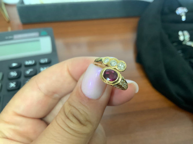 Bague 52 Bague Serpent Ovale Rubis et Diamants en or jaune 58 Facettes BA-5