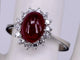 Bague 55 Bague rubis ovale cabochon et diamants en or blanc 58 Facettes BA-161