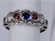 Bague 52 Bague alliance Art déco en or blanc, diamant, saphir et rubis 58 Facettes BA- 94