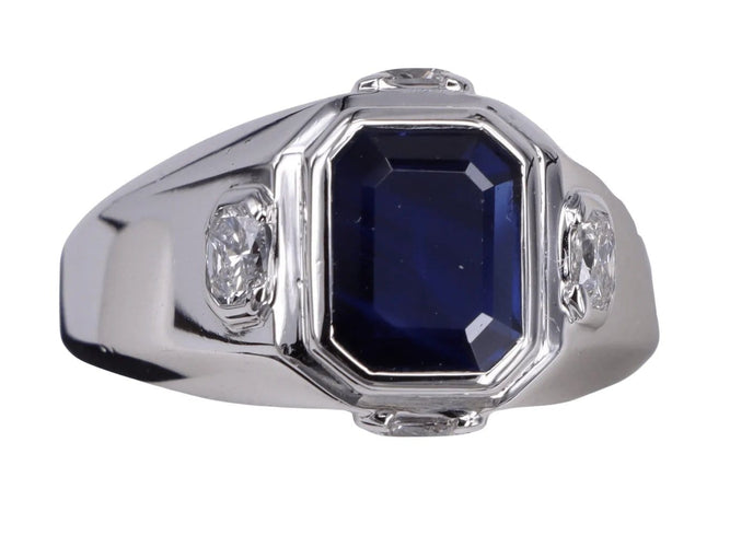 Bague 58 Bague saphir taille émeraude en or blanc et diamants 58 Facettes BA-1323