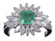Bague 52.5 Bague en or blanc Émeraude et Diamant Marquise 58 Facettes BA-758