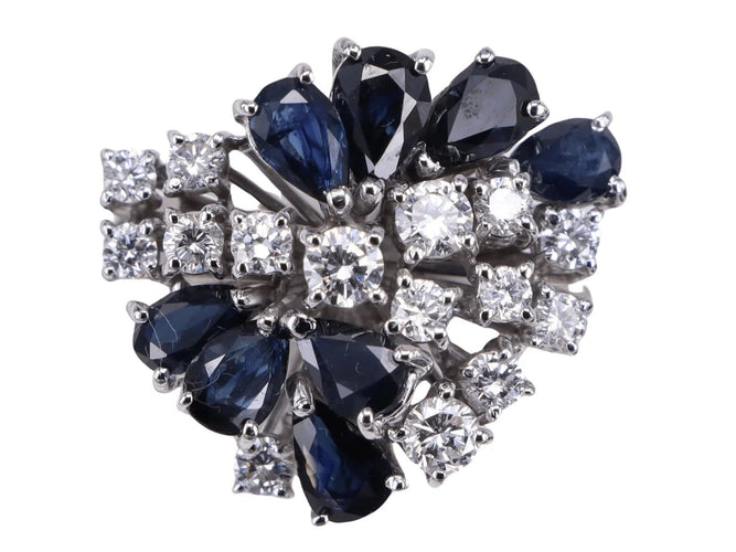 Bague 53.5 Bague Bouquet en or blanc, saphirs et diamants 58 Facettes BA-510