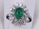 Bague 54 Bague cabochon émeraude en or blanc et diamants 58 Facettes BA-452