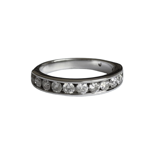 Bague 49 Demi-alliance - Bague diamants en or blanc 18 carats 58 Facettes 383