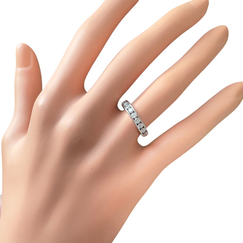 Bague 49 Demi-alliance - Bague diamants en or blanc 18 carats 58 Facettes 383