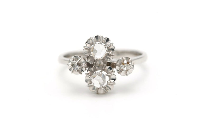 Bague 58 Bague Art déco en or blanc 18 carats sertie de diamants 58 Facettes 19736