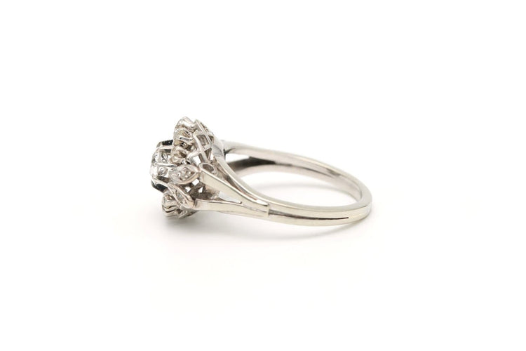 Bague 53 Bague Art déco en or blanc 18 carats sertie de diamants 58 Facettes 20158