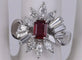 Bague 54 Bague en or blanc avec rubis et diamants 58 Facettes BA-661