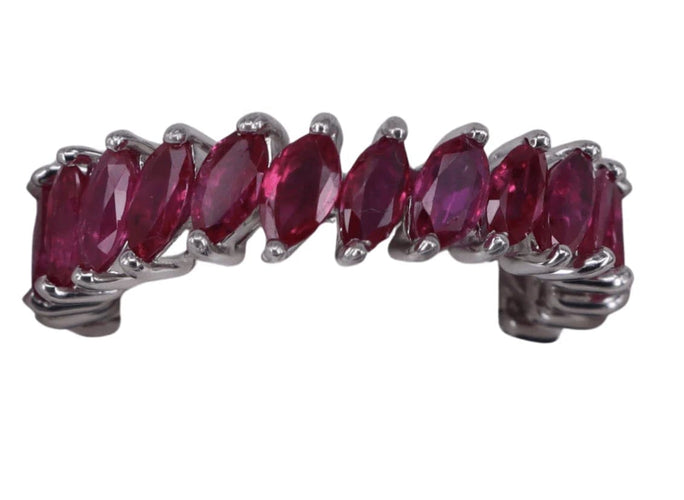 Bague 50.5 Bague alliance complète marquise en or blanc et rubis 58 Facettes BA-659