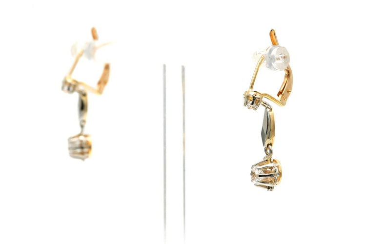 Boucles d'oreilles Boucles d'oreilles Art déco en or jaune 18 carats et saphirs blancs 58 Facettes B773