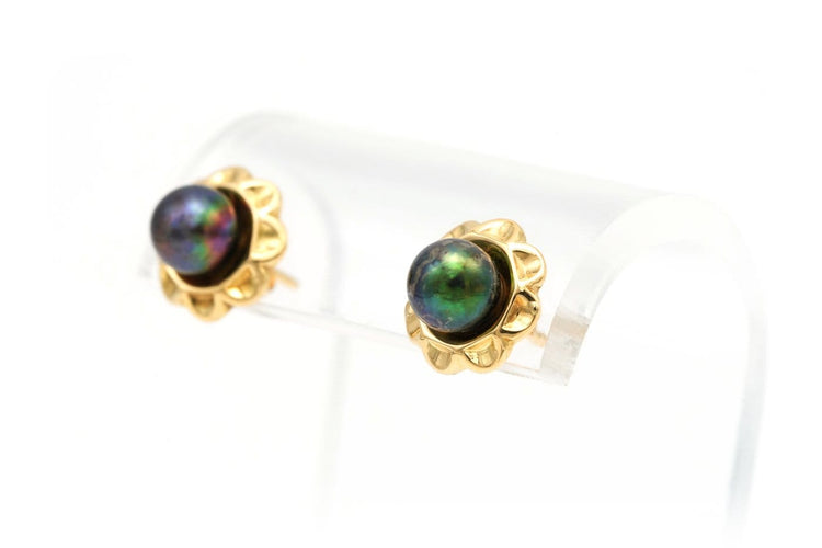 Boucles d'oreilles Boucles d'oreilles années 1970 en or jaune 18 carats et perles de Tahiti 58 Facettes B547