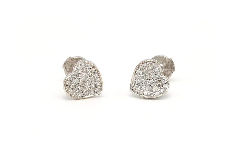 Boucles d'oreilles Boucles d'oreilles contemporaines en or blanc 18 carats et diamants taille brillant 0,31 ct 58 Facettes B539