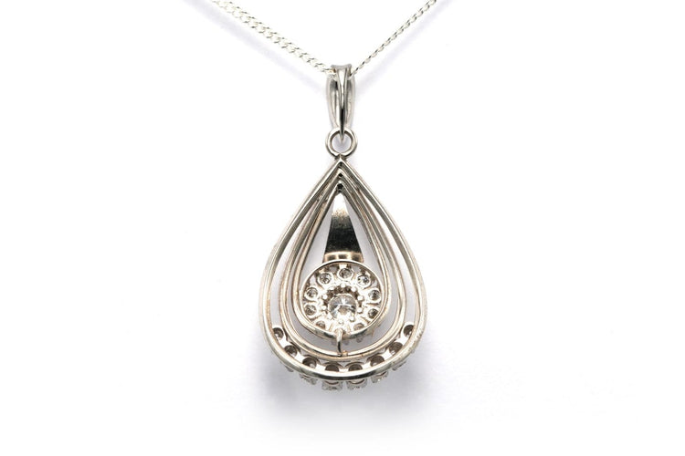 Pendentif Pendentif Art déco en or blanc 18 carats serti de diamants taille brillant (0,97 ct) 58 Facettes 22768