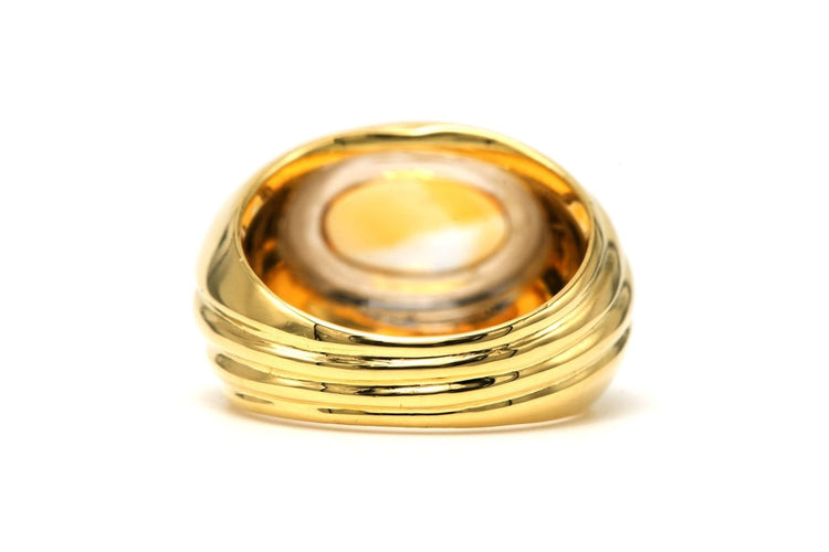 Bague 53 Bague contemporaine sertie d’une citrine en or jaune et blanc 18 carats 58 Facettes 22699
