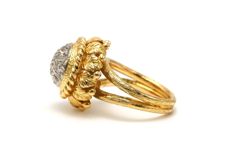 Bague 52 Bague Art déco en or jaune et blanc 18 carats sertie de diamants (0,77 ct) 58 Facettes B726