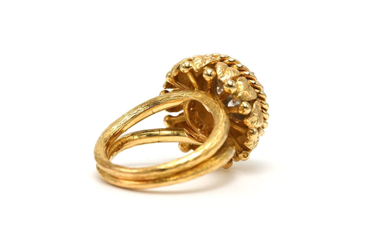 Bague 52 Bague Art déco en or jaune et blanc 18 carats sertie de diamants (0,77 ct) 58 Facettes B726
