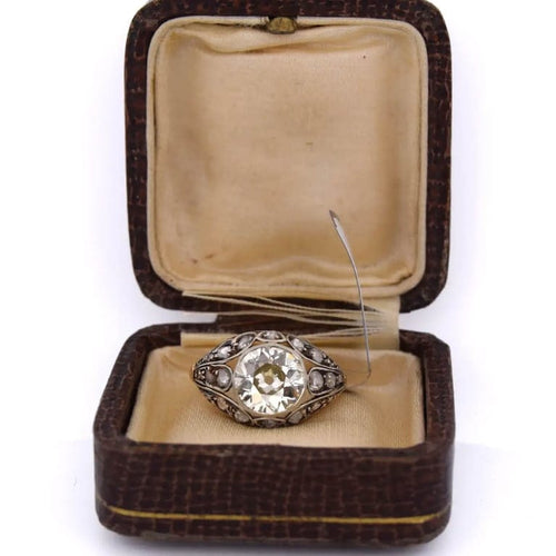 Bague 55 Bague Art nouveau en or 18 carats et argent 925 avec diamants 58 Facettes AN555 (00959)