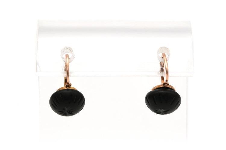Boucles d'oreilles Boucles d'oreilles Napoléon III en or rose 18 carats serties de jais 58 Facettes B307