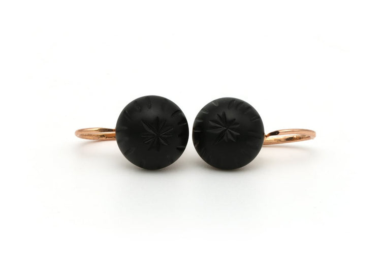 Boucles d'oreilles Boucles d'oreilles Napoléon III en or rose 18 carats serties de jais 58 Facettes B307