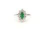 Bague 60 Bague contemporaine en or blanc 18 carats avec émeraude et diamants 58 Facettes B596
