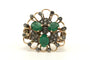 Bague 54 Art nouveau - Bague en or jaune émeraude et diamants taille rose 58 Facettes 23049