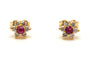 Boucles d'oreilles Boucles d'oreilles contemporaines en or jaune 18 carats, rubis et diamants 58 Facettes B762