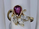 Bague 53 Bague vintage en or jaune avec rubis poire et diamants marquise 58 Facettes BA 113