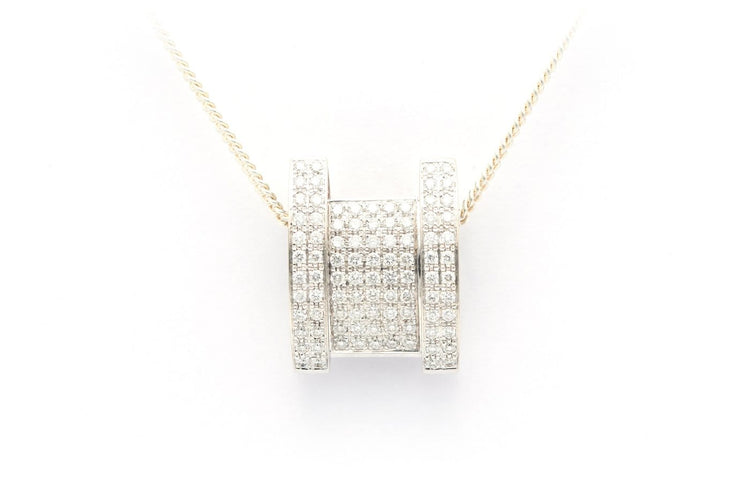 Pendentif Pendentif contemporain en or blanc 18 carats serti de diamants taille brillant (0,465 ct) 58 Facettes 22454
