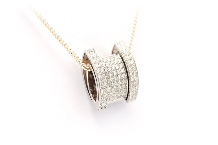 Pendentif Pendentif contemporain en or blanc 18 carats serti de diamants taille brillant (0,465 ct) 58 Facettes 22454
