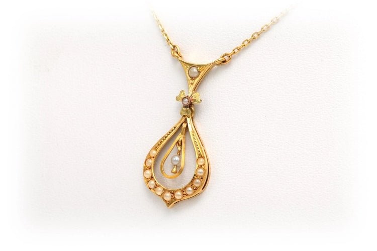 Collier Art nouveau - Collier en or jaune 18 carats et perles 58 Facettes B291