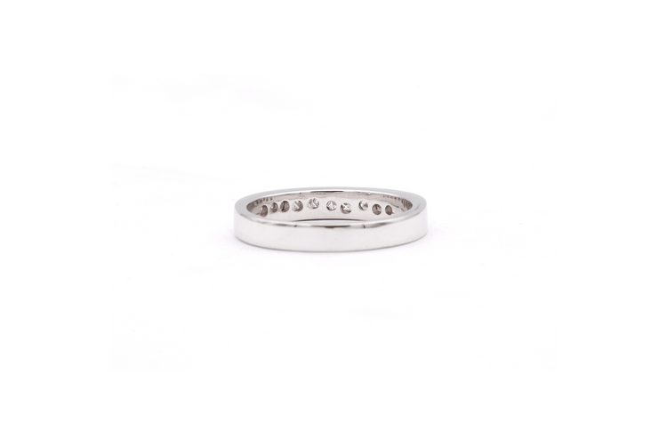 Bague 54 Alliance demi-américaine en or blanc 18 carats sertie de diamants princesse 58 Facettes 19364