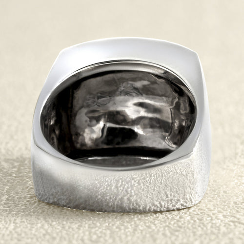 Bague 59 Bague en or blanc 18 carats, nacre noire et diamants 58 Facettes OC-61E00501