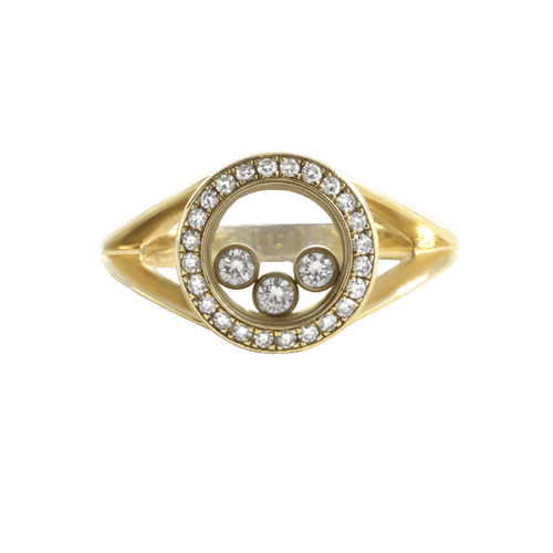 Bague 54 Chopard Happy Diamonds - Bague en or jaune et diamants 58 Facettes 61E00471