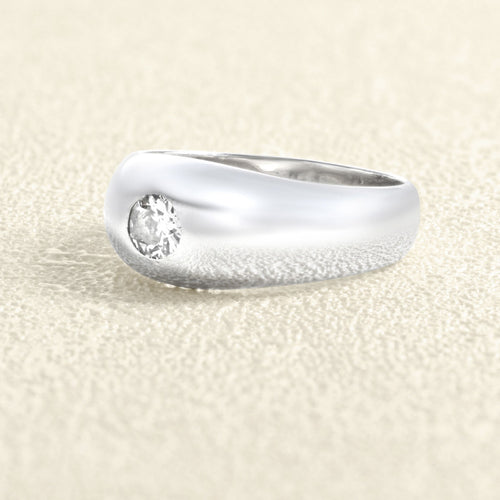 Bague 54 Bague jonc anglais en or gris et diamant 58 Facettes OC-61000392