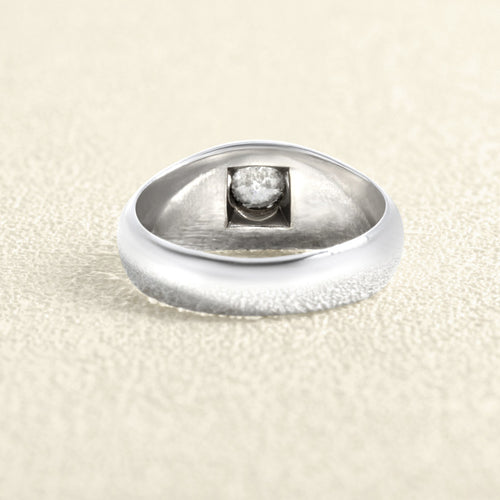 Bague 54 Bague jonc anglais en or gris et diamant 58 Facettes OC-61000392
