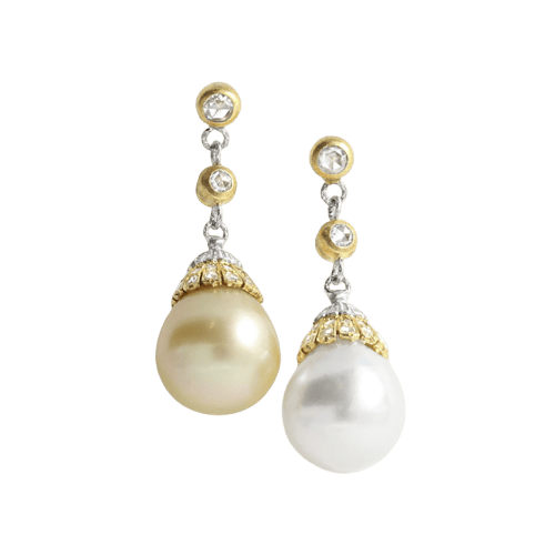Boucles d'oreilles Buccellati - Boucles d'oreilles en or jaune, or blanc, perles et diamant 58 Facettes OC-66300086