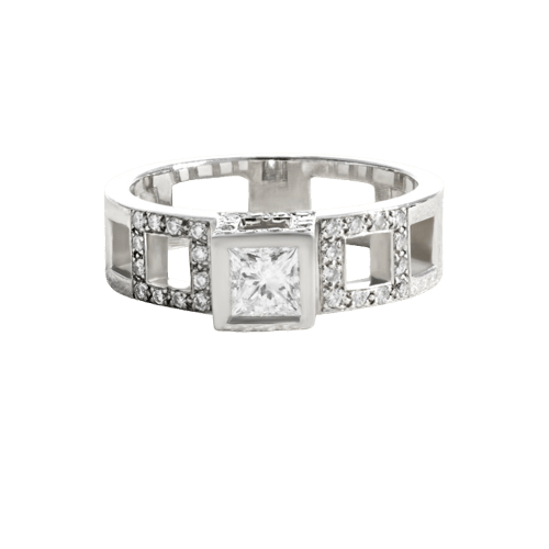 Bague 53 Bague en or blanc et diamants 58 Facettes 61E00051