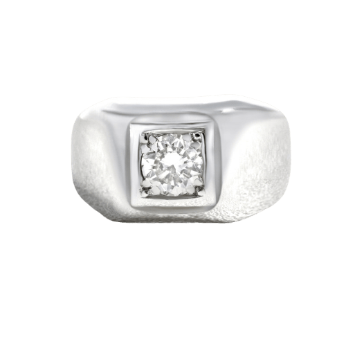 Bague 54 Chevalière jonc en or blanc et diamant 58 Facettes 61000370