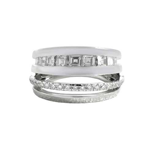 Bague 52 Bague en or blanc et diamants baguette 58 Facettes 61E00432