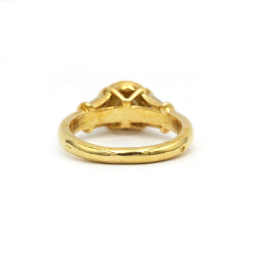 Bague 53 Solitaire accompagné - Bague en or jaune et diamants 58 Facettes 260067R