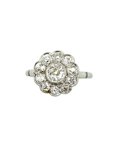 Bague 54 Belle Époque - Bague marguerite en platine et diamants 58 Facettes VINTAGE bague
