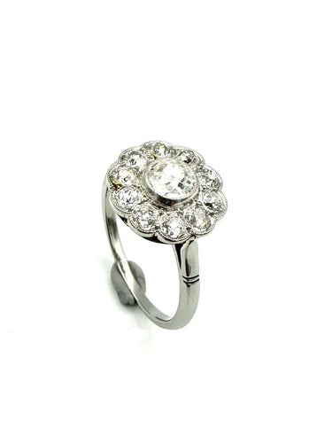 Bague 54 Belle Époque - Bague marguerite en platine et diamants 58 Facettes VINTAGE bague