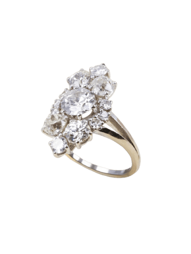 Bague 52 Bague marquise en or blanc, diamants taille ancienne 3,75 ct 58 Facettes 1253