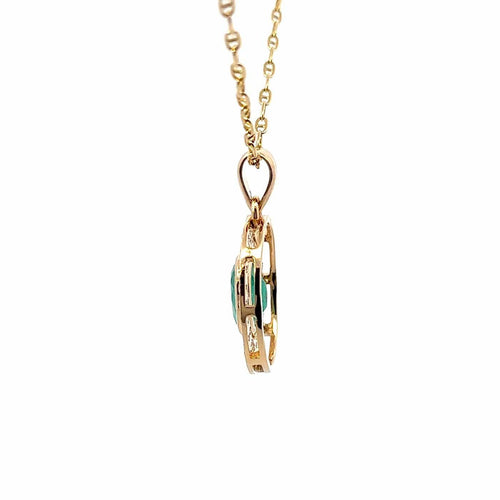 Pendentif Pendentif - Halo diamants et émeraude naturelle en or jaune 18k 58 Facettes 50432